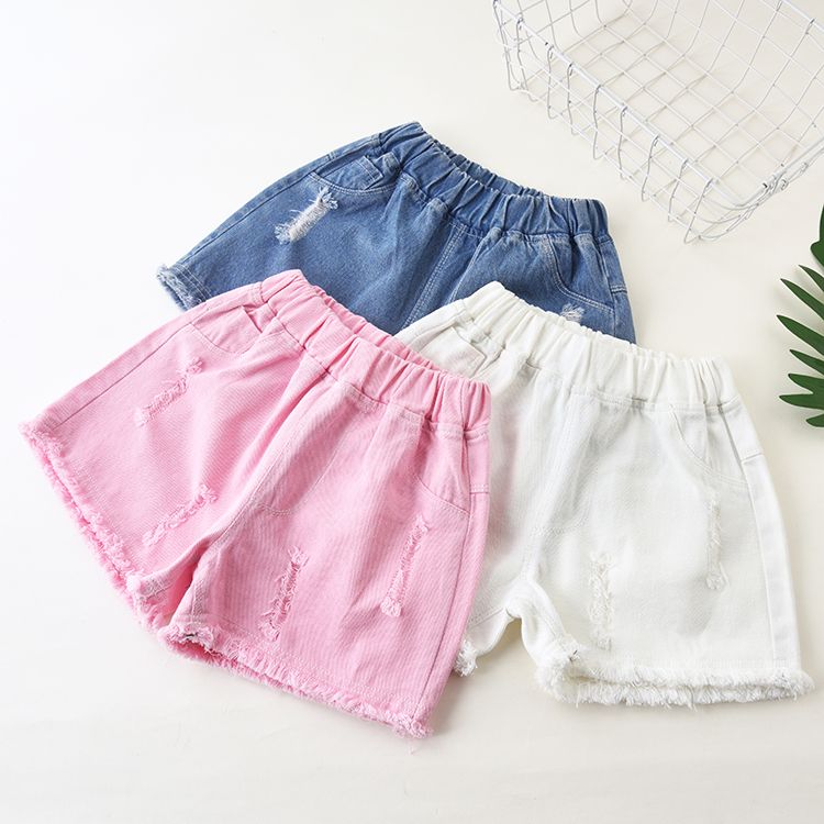 Girls' shorts summer new baby pants 2020 thin children's pants children's Pants Medium and large children's outer jeans 12
