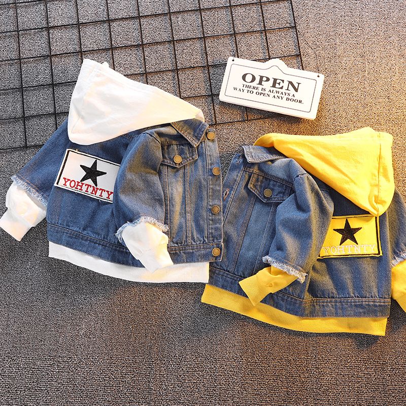Boy's Denim coat spring and autumn Korean version 2 children's foreign style children's jacket girl's spring baby coat male 1-4 years old