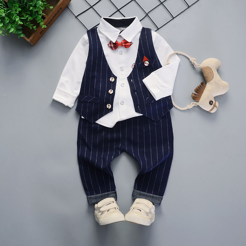 2022 spring new Korean version of children's clothing suit boy 012 34 years old baby handsome baby dress vest three-piece suit