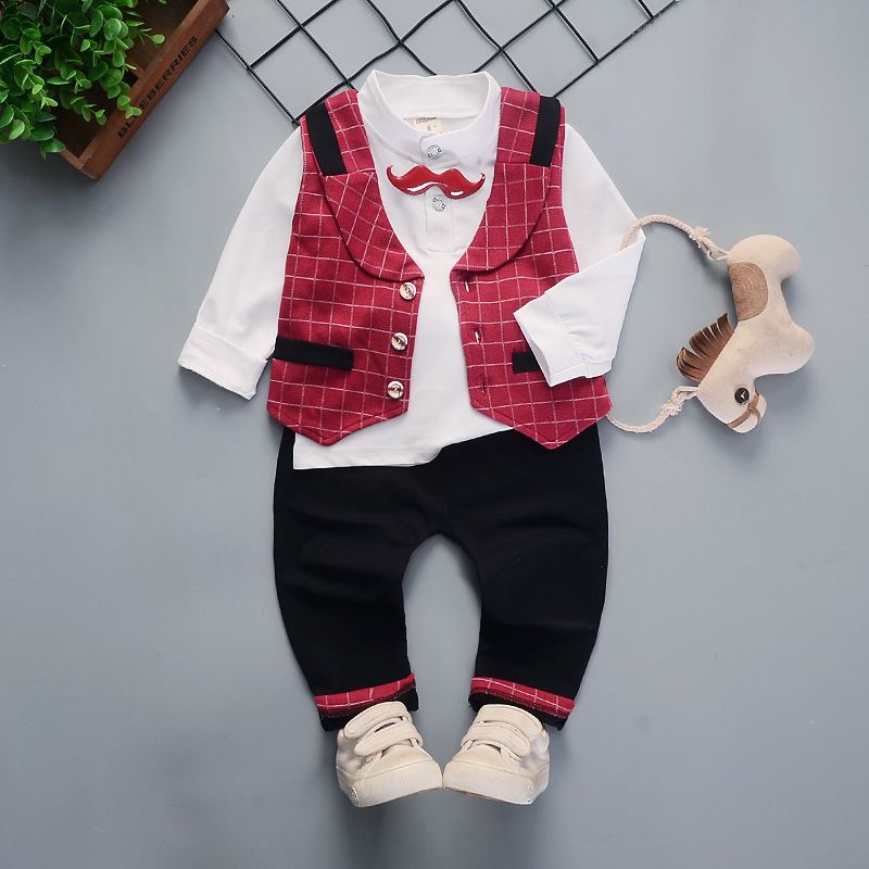 2022 spring new Korean version of children's clothing suit boy 012 34 years old baby handsome baby dress vest three-piece suit