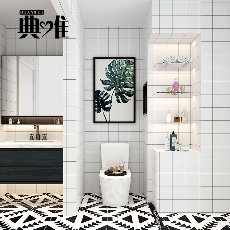 卫生间贴纸防水厨房防油贴浴室洗手间墙贴装饰壁纸自粘墙纸仿瓷砖 虎窝拼