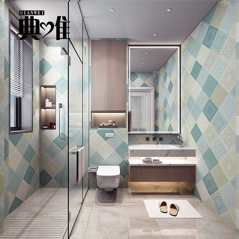 卫生间贴纸防水厨房防油贴浴室洗手间墙贴装饰壁纸自粘墙纸仿瓷砖 虎窝拼