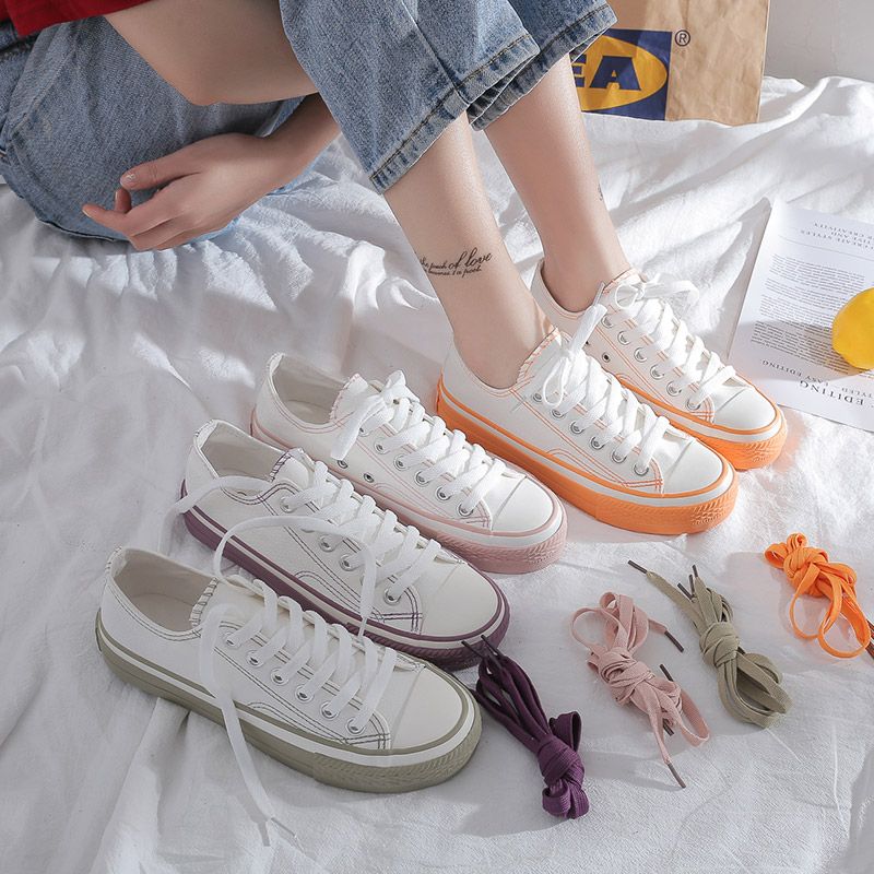 Hong Kong-style canvas shoes female students Korean version 2021 spring and autumn Harajuku ulzzang retro style all-match flat shoes tide