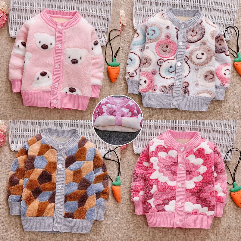 2022 autumn and winter baby fleece cardigan men and women baby warm clothes flannel thick top coat Korean version of the tide