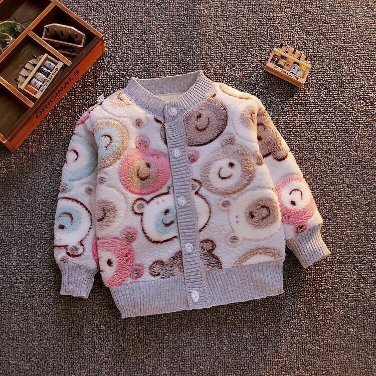 2022 autumn and winter baby fleece cardigan men and women baby warm clothes flannel thick top coat Korean version of the tide