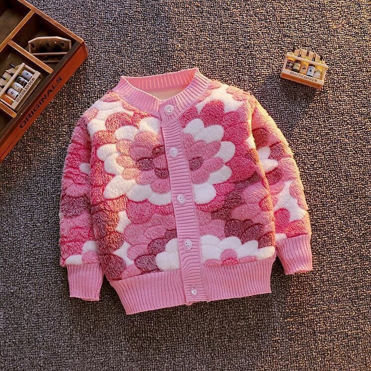 2022 autumn and winter baby fleece cardigan men and women baby warm clothes flannel thick top coat Korean version of the tide