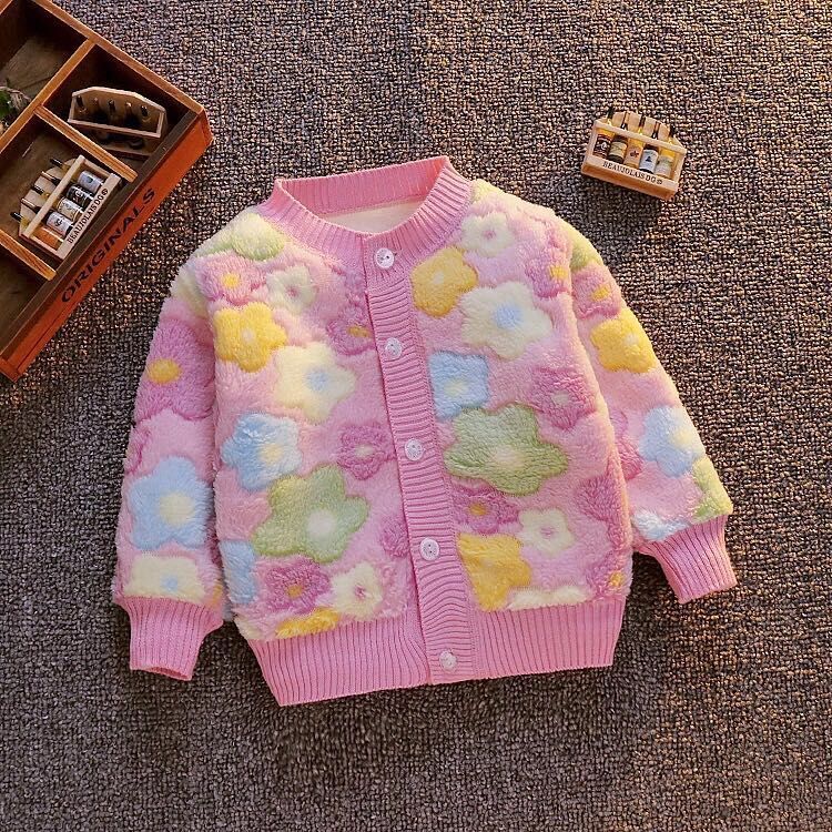 2022 autumn and winter baby fleece cardigan men and women baby warm clothes flannel thick top coat Korean version of the tide