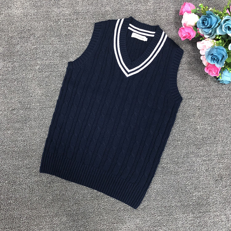Autumn and winter early high school male and female students uniform class service British college style school uniform sweater vest vest knitted vest