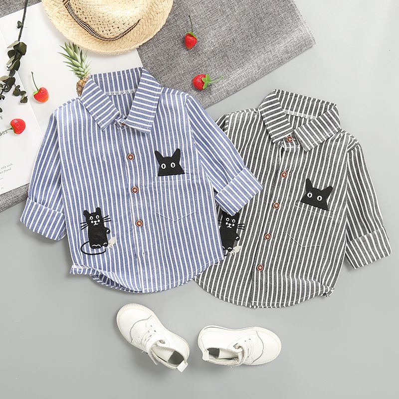 Trendy children's personality tops new boys foreign style spring clothes baby cotton shirts children's long-sleeved spring and autumn shirts