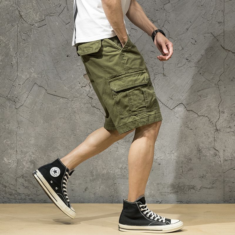 Camouflage tooling shorts men's fashion brand ins Yu wenle trend sports pants loose five point casual pants for men