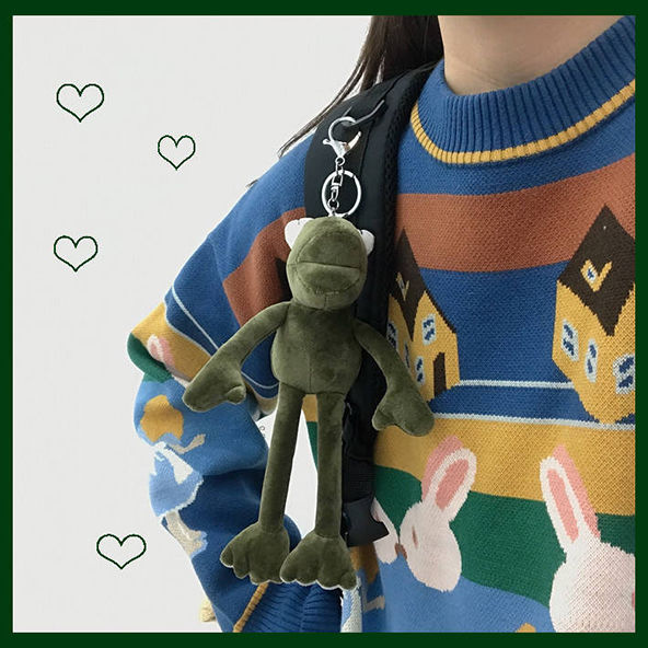 TikTok Frog Pendant doll, female voice, same voice, ugly adorable net, red bag, key chain ornament ins doll.