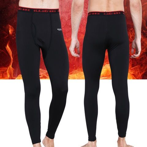 Gentleman [Buy Two Free Underwear] Men's long johns single-piece youth tight-fitting plus velvet thickened leggings warm pants