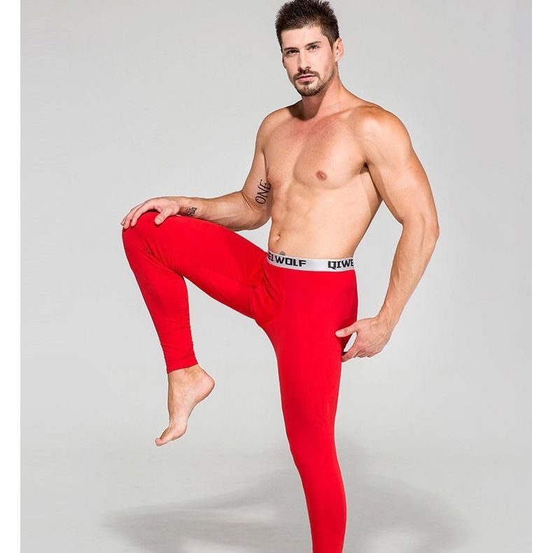 Gentleman [Buy Two Free Underwear] Men's long johns single-piece youth tight-fitting plus velvet thickened leggings warm pants