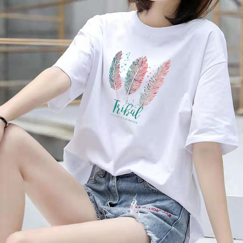 Korea 2020 new Korean casual loose student short sleeve T-shirt women's crew neck print versatile summer T-shirt