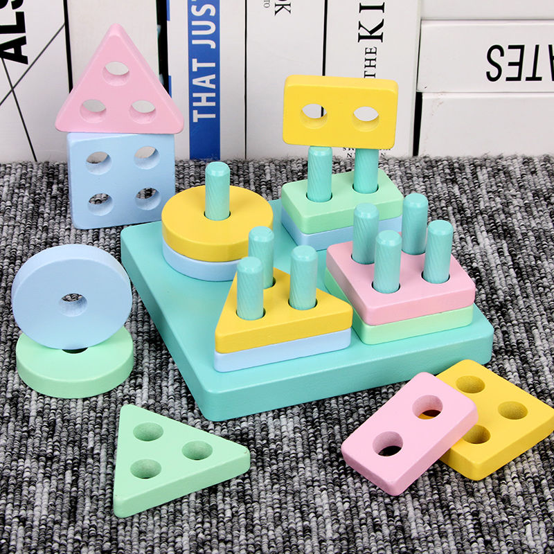 Montessori Early Education geometry matching puzzle toy baby 1-2-3-year-old children wooden puzzle blocks