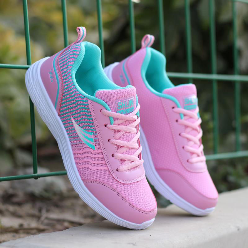 Spring and autumn women's daily leisure sports shoes Korean women's shoes breathable flat running shoes light travel shoes single shoes