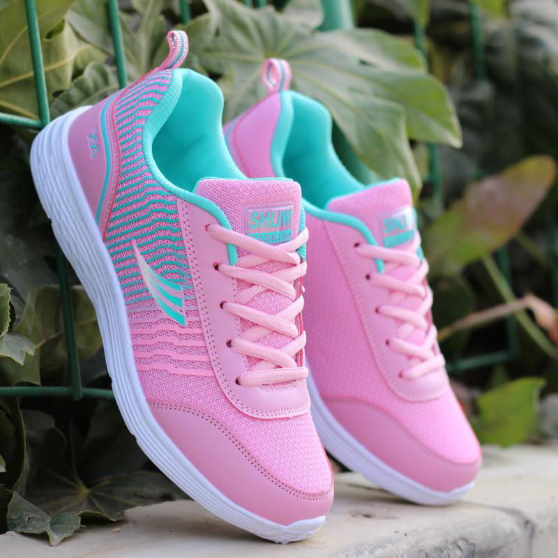 Spring and autumn women's daily leisure sports shoes Korean women's shoes breathable flat running shoes light travel shoes single shoes
