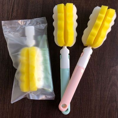 72952/海绵奶瓶刷子水杯清洗刷花朵型海绵杯刷 折叠洗杯刷 奶瓶清洁工具