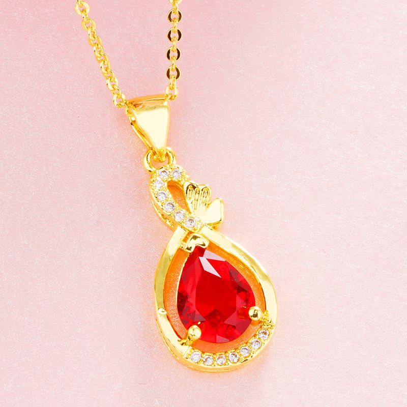 欧币金宝石金色吊坠女 微镶锆石吊坠 越南沙金锁骨链饰品久不退色