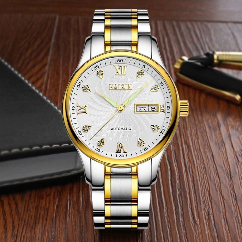 买一送三海琴手表男士全自动机械表超薄防水夜光镂空精钢商务男表