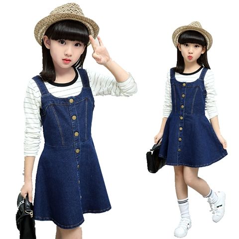 [soft and comfortable] Girls' spring and summer 2020 denim strap skirt