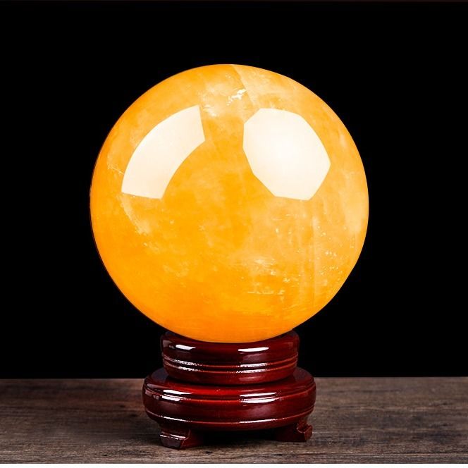 开光天然黄水晶球摆件招财镇宅风水转运球开业家居装饰开运摆设
