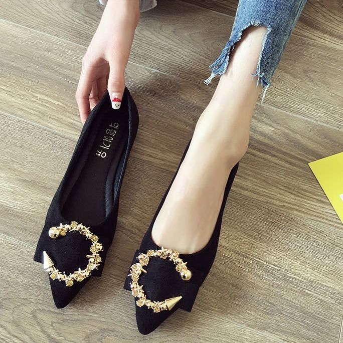 Single shoe women's summer new versatile shallow mouth pointed flat shoes