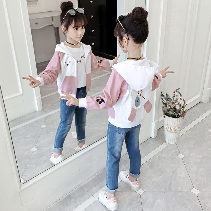Children's wear girl's coat autumn new style children's Korean color matching foreign style middle and large children's jacket top fashion spring and Autumn