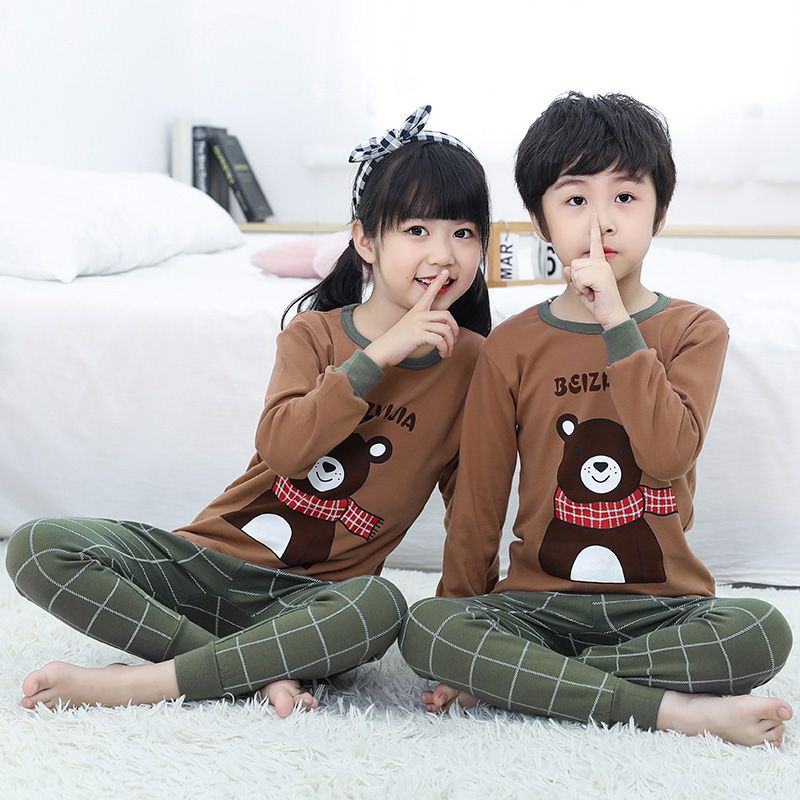 1-15 years old children's cotton underwear set boys and girls autumn clothes and trousers winter thin