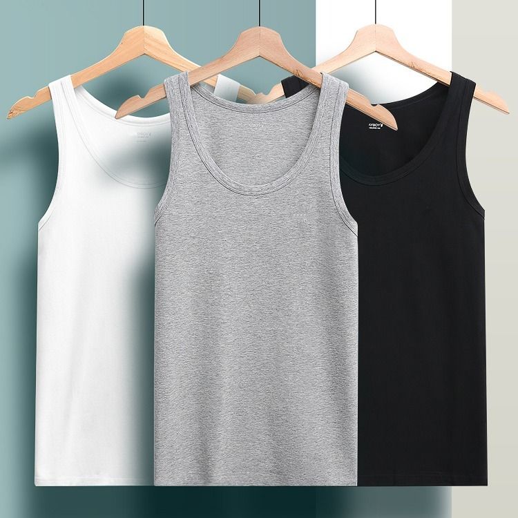 Vest men's pure cotton summer slim sports sling bottomed t-shirt men's young and middle-aged hurdle vest