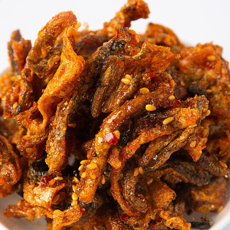 250g香辣鱼皮孜然香酥海味即食休闲零食小食包邮【大牛美食】