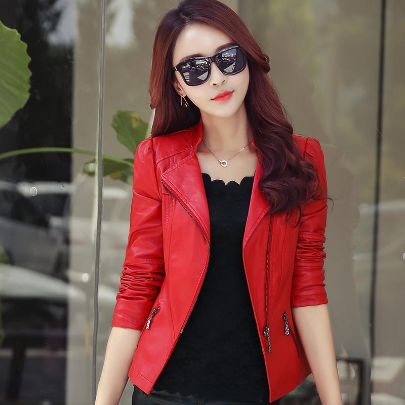 Spring and autumn 2020 new Pu short women's small leather coat Korean version slim motorcycle leather jacket jacket large size