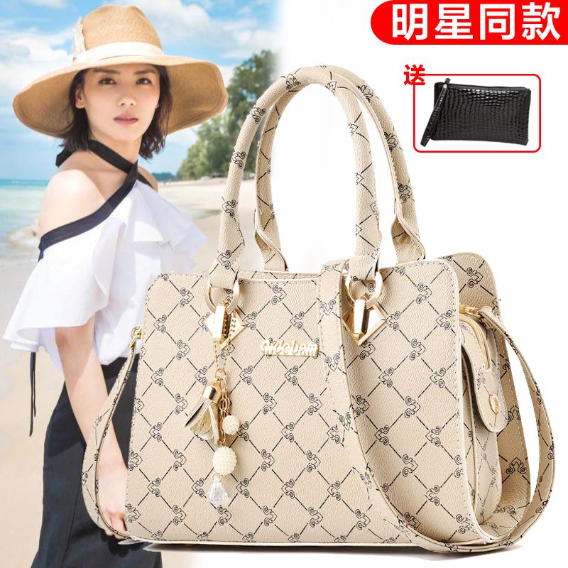 真皮質感女士大包包手提包2023新款潮韓版百搭大氣女包單肩斜挎包