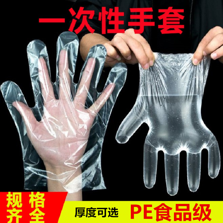 Thickened disposable transparent plastic PE gloves eating crayfish oil proof barbecue catering hand film housework