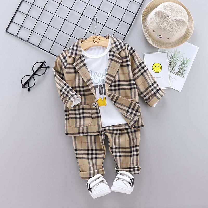 Boys' spring and autumn vest three piece suit baby children's clothes boy baby 1-3-4 years old 2 suit suit
