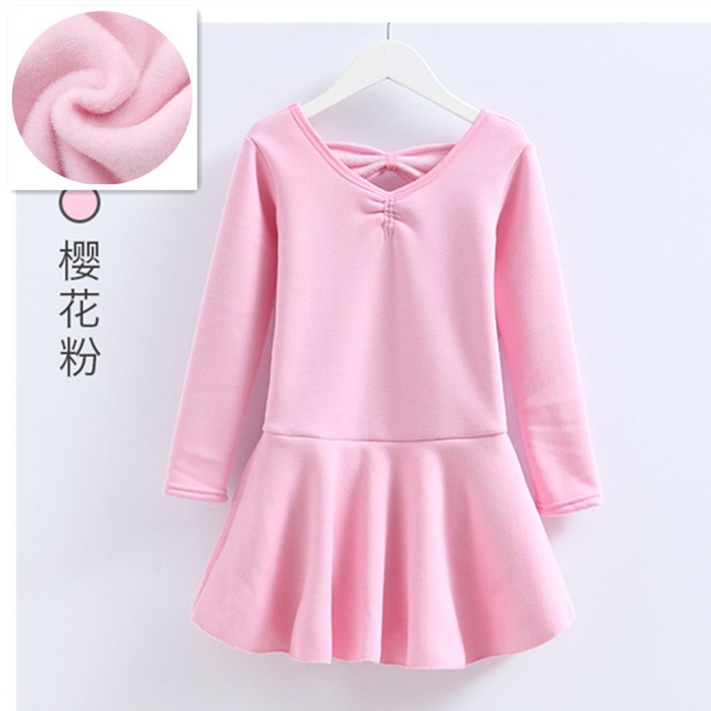 秋冬季儿童舞蹈服装女童长袖加绒加厚芭蕾裙舞考级服体操服演出服