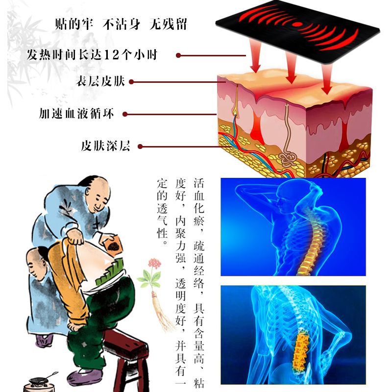 拍1发2 腰椎贴腰腿疼痛坐骨神经骨刺腰间盘突出骨质增生黑膏药贴