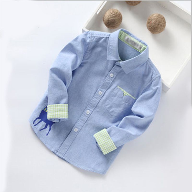 Spring and autumn clothes new Korean boys' cotton shirt medium sized children's baby leisure long sleeve white shirt