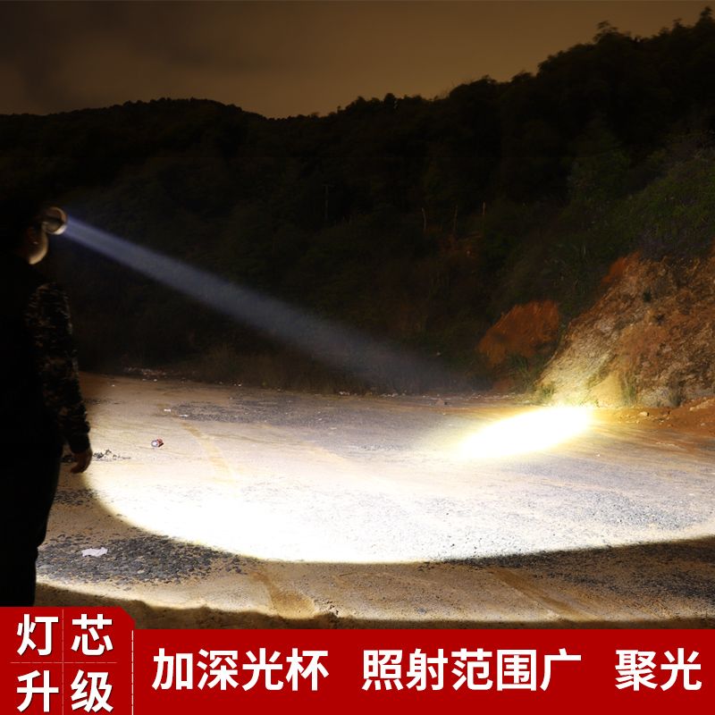 LED头灯强光超亮头戴式手电筒户外远射充电感应夜钓鱼小氙气矿灯