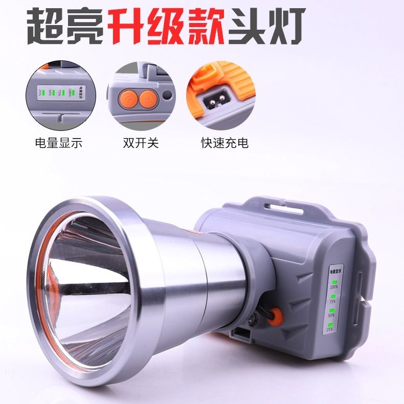 LED头灯强光超亮头戴式手电筒户外远射充电感应夜钓鱼小氙气矿灯