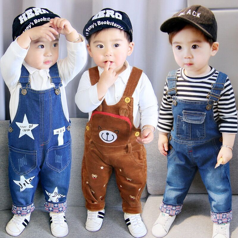 Baby's bib pants autumn 0123 boys and girls children's jeans Bib pants children's Jumpsuit loose overalls