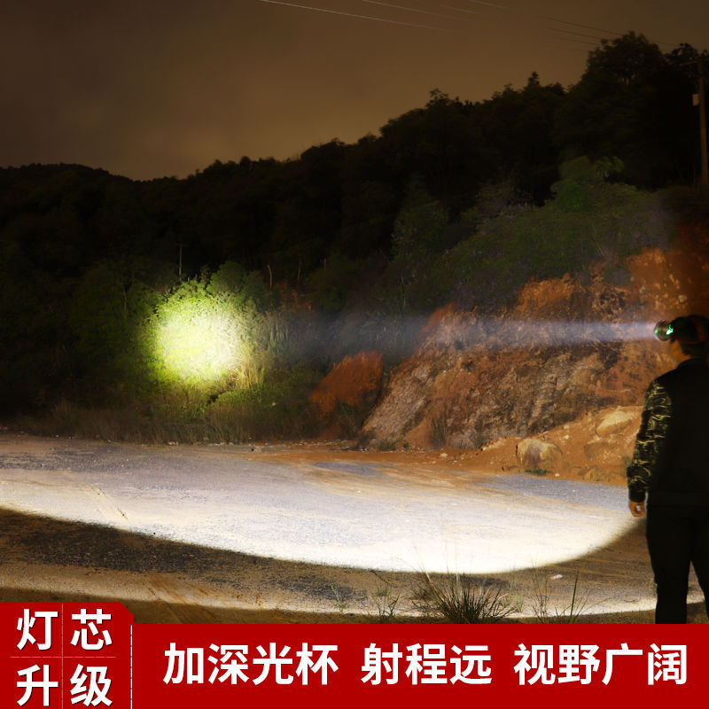 LED头灯强光超亮头戴式手电筒户外远射充电感应夜钓鱼小氙气矿灯