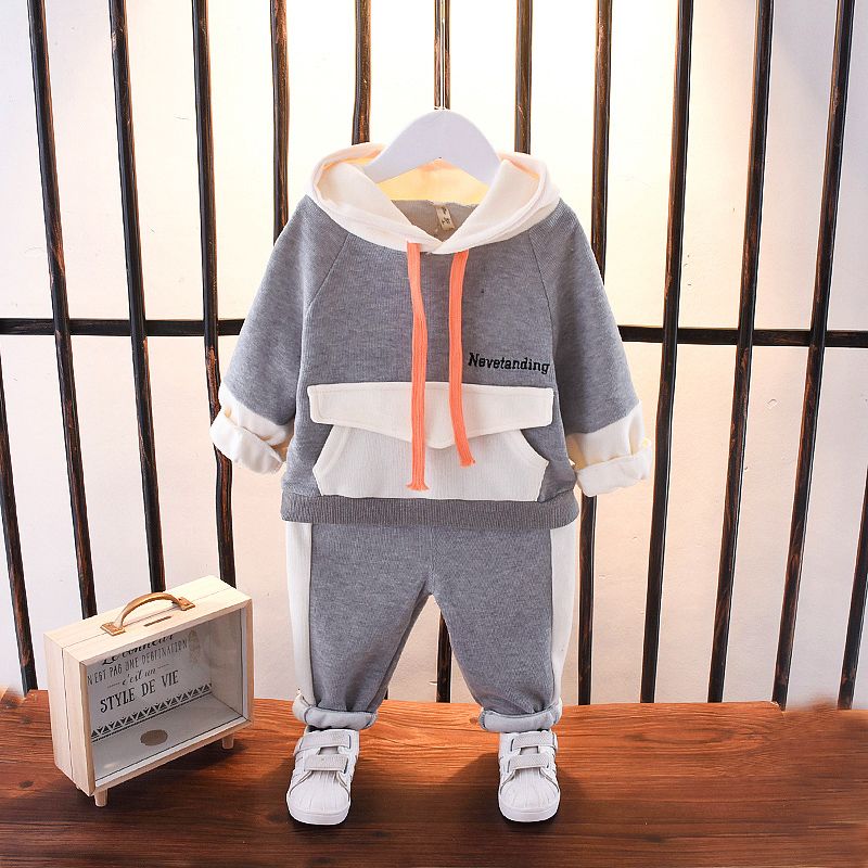 Boy's autumn suit 2020 new children's wear foreign style little boy's spring and autumn Hooded Sweater Set