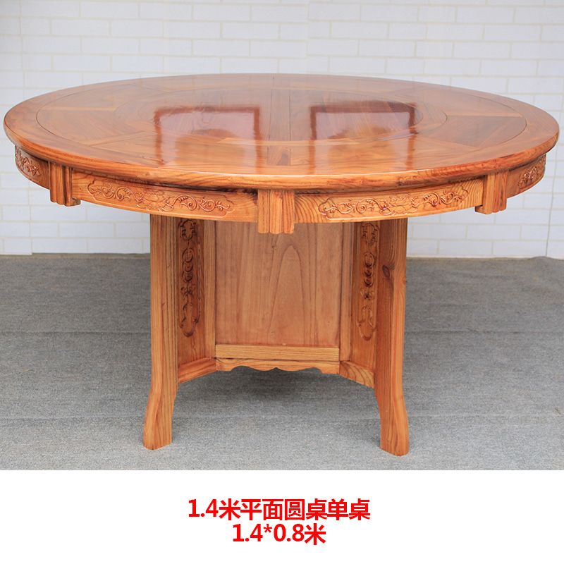 中式实木圆餐桌椅组合10人15人人大包厢农庄酒店家用大圆桌电动 虎窝拼