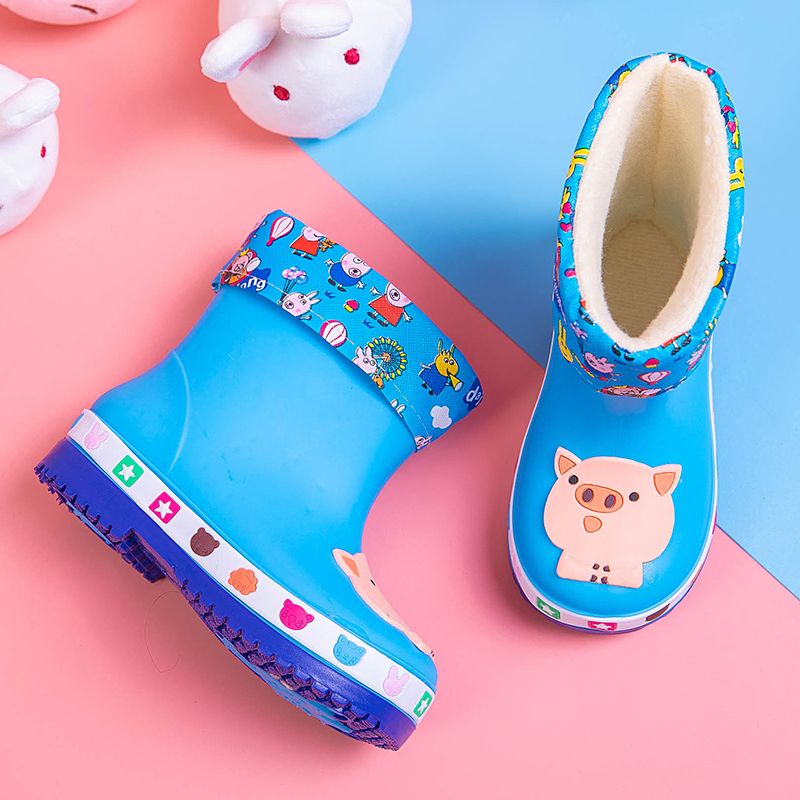 保暖可拆卸棉儿童雨鞋卡通果冻男童女童雨靴防滑可爱幼儿宝宝胶鞋