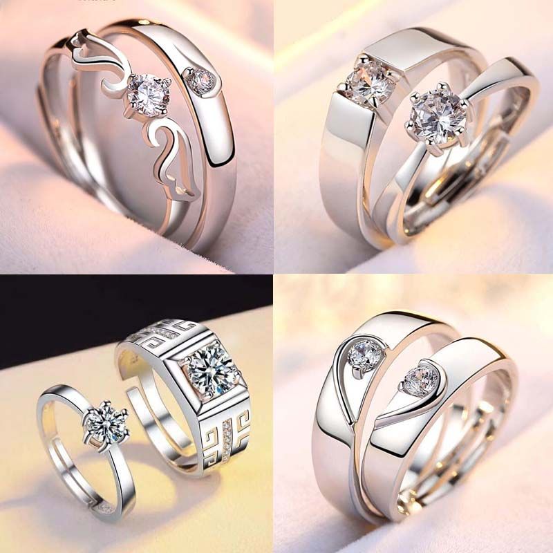Couple ring a pair of open girlfriends ring student ring Korean fashion simple versatile wedding ring for men and women