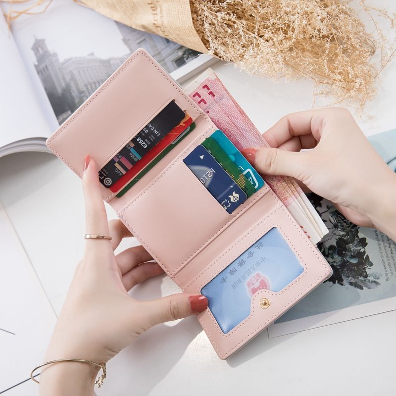 新款女生钱包女学生韩版短款简约折叠小清新卡通零钱包卡包