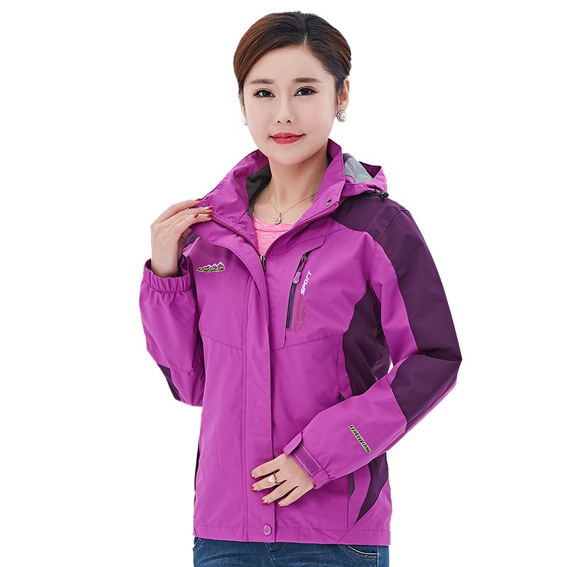 Jacket women's outdoor spring and autumn single-layer thin section middle-aged and elderly windproof jacket men and women large size waterproof mountaineering suit