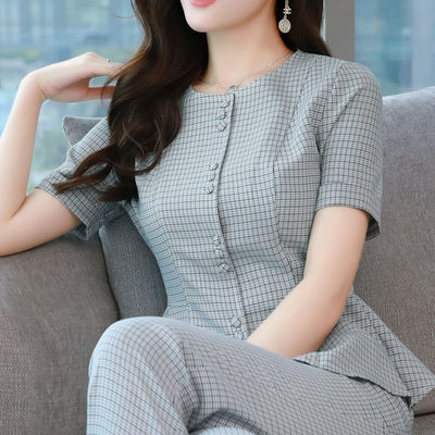 格子套装女夏夏装