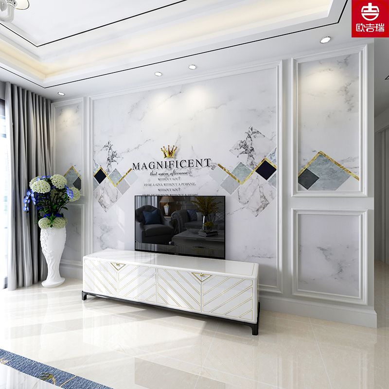 电视背景壁画几何线条墙纸客厅壁纸8d影视墙墙布装饰简约仿大理石